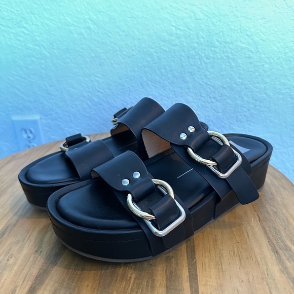 Dolce Vita Cici Black Stella Buckled Platform Slide Sandals Size 7.5 - Picture 5 of 10